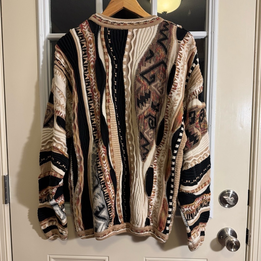 Vtg Tundra Canada Multi Color Sweater Mens Size L Biggie Hip Hop Coogi Style - Picture 4 of 8
